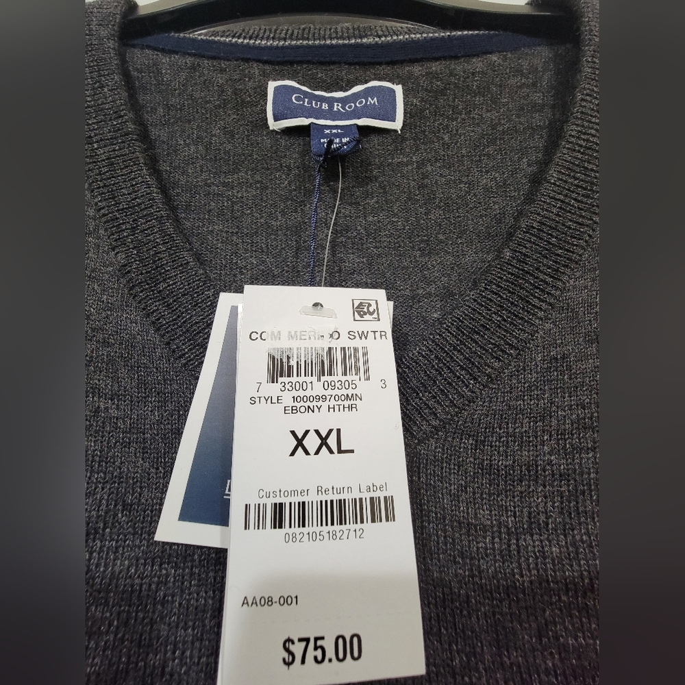 Club Room Mens Merino Wool Blend V-Neck Sweater - Picture 3 of 4